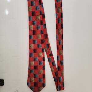 J. Garcia Tie Mens One Size Red Plaids & Checks Pointed Classic Logo Neckwear